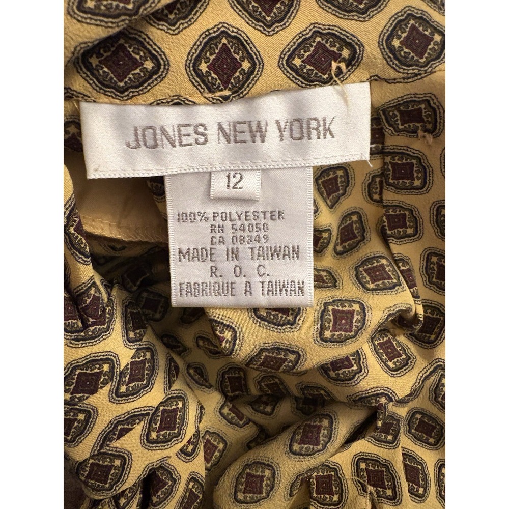 Vintage Jones New York Blouse Button Back Shoulder Pads Womens Size 12 - Picture 3 of 5